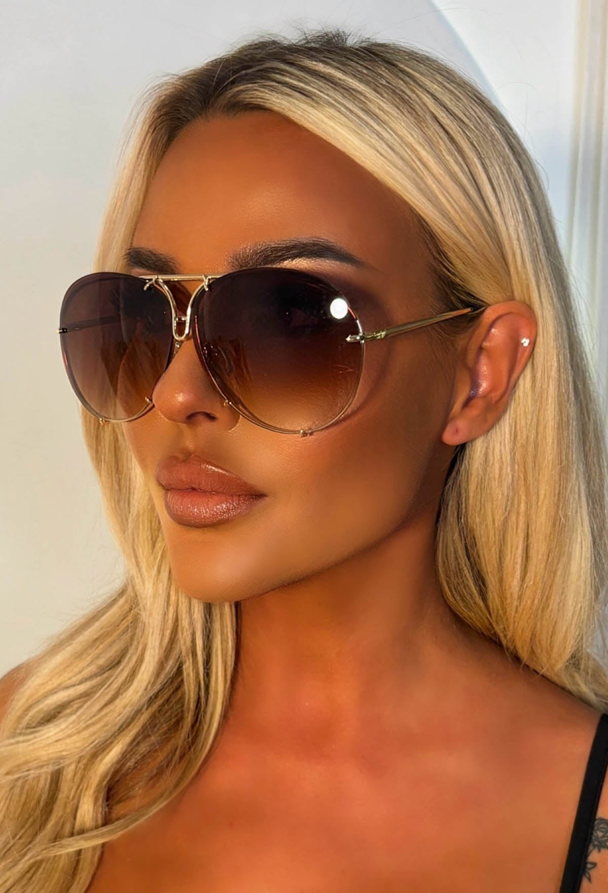 Fly Me Out Brown Aviator Sunglasses