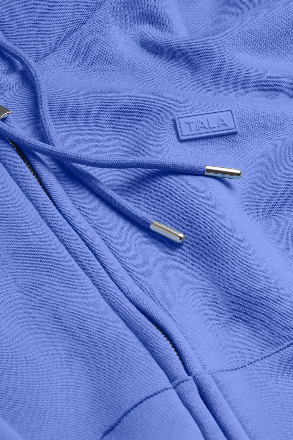 Oversized Cocoon Zip Through Hoodie - Iris Blue