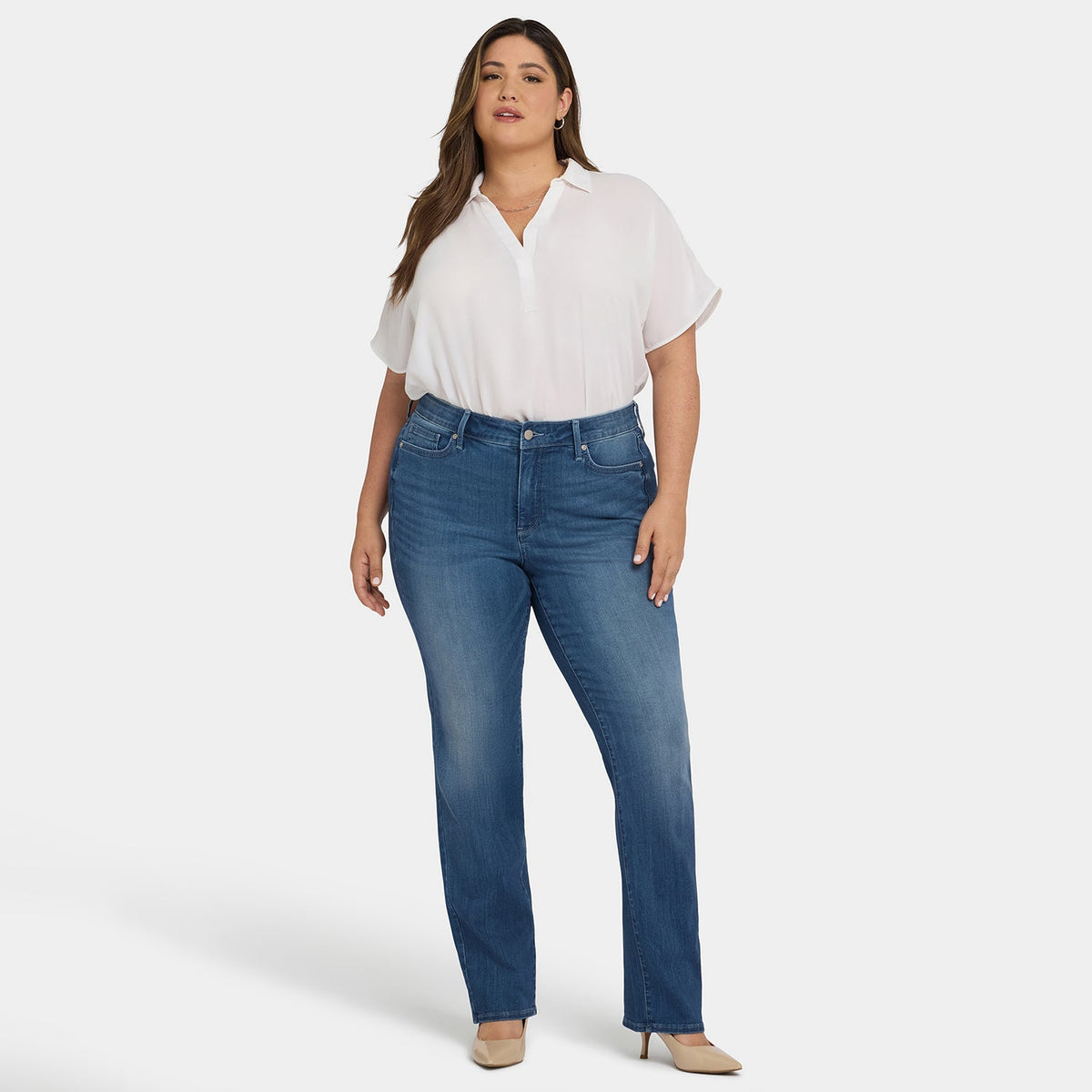 Marilyn Straight Jeans In Plus Size - Cool Marine