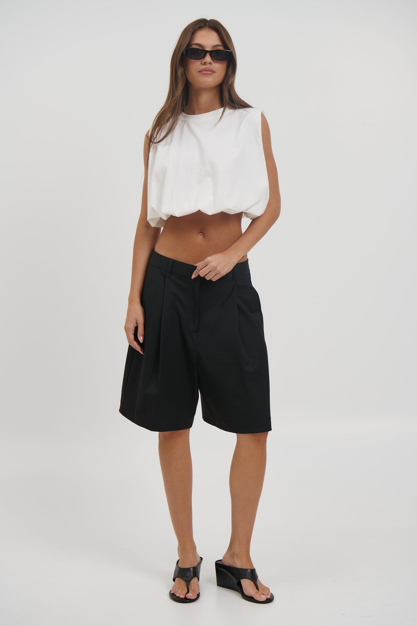 Emily Bubble Hem Top White
