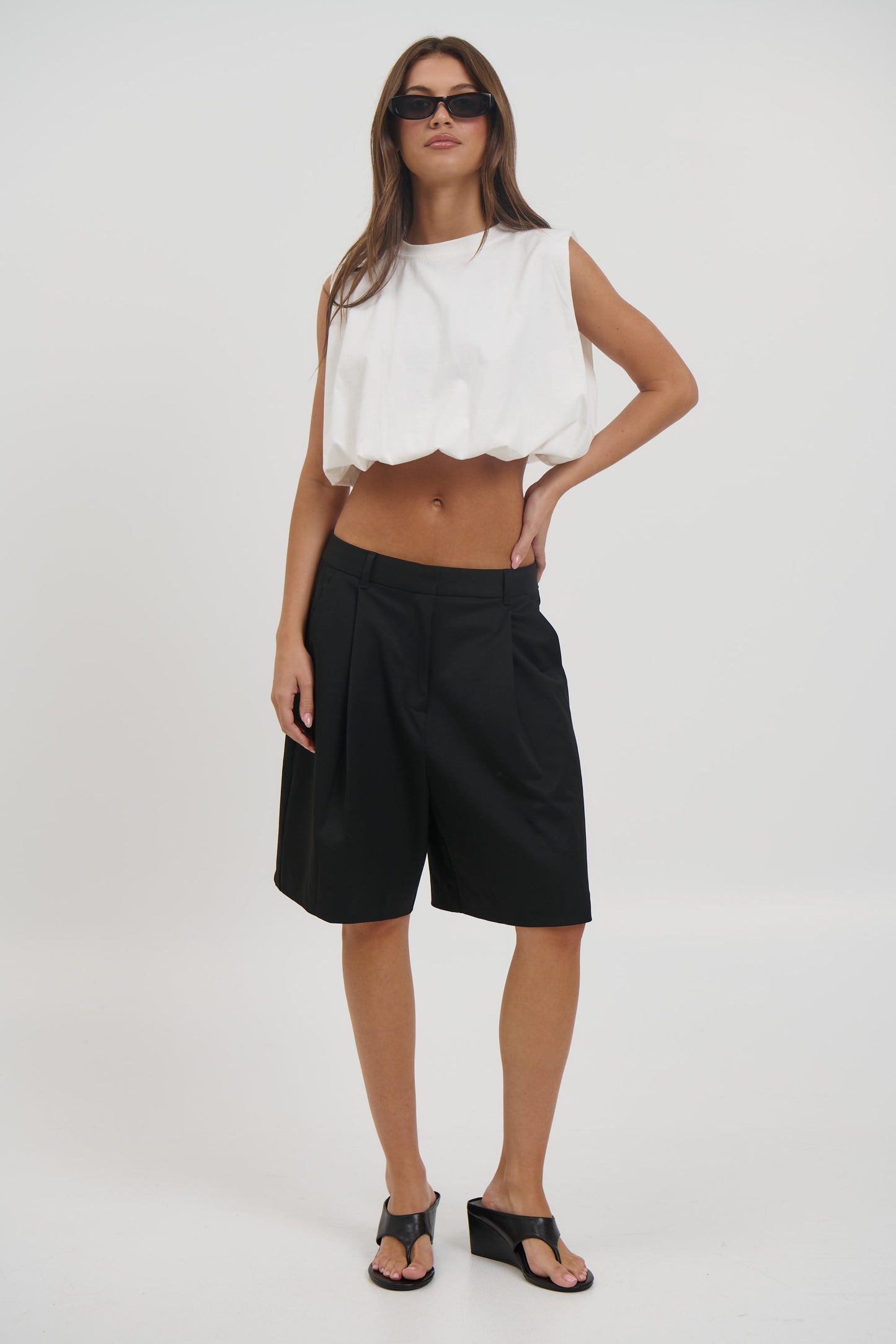 Emily Bubble Hem Top White