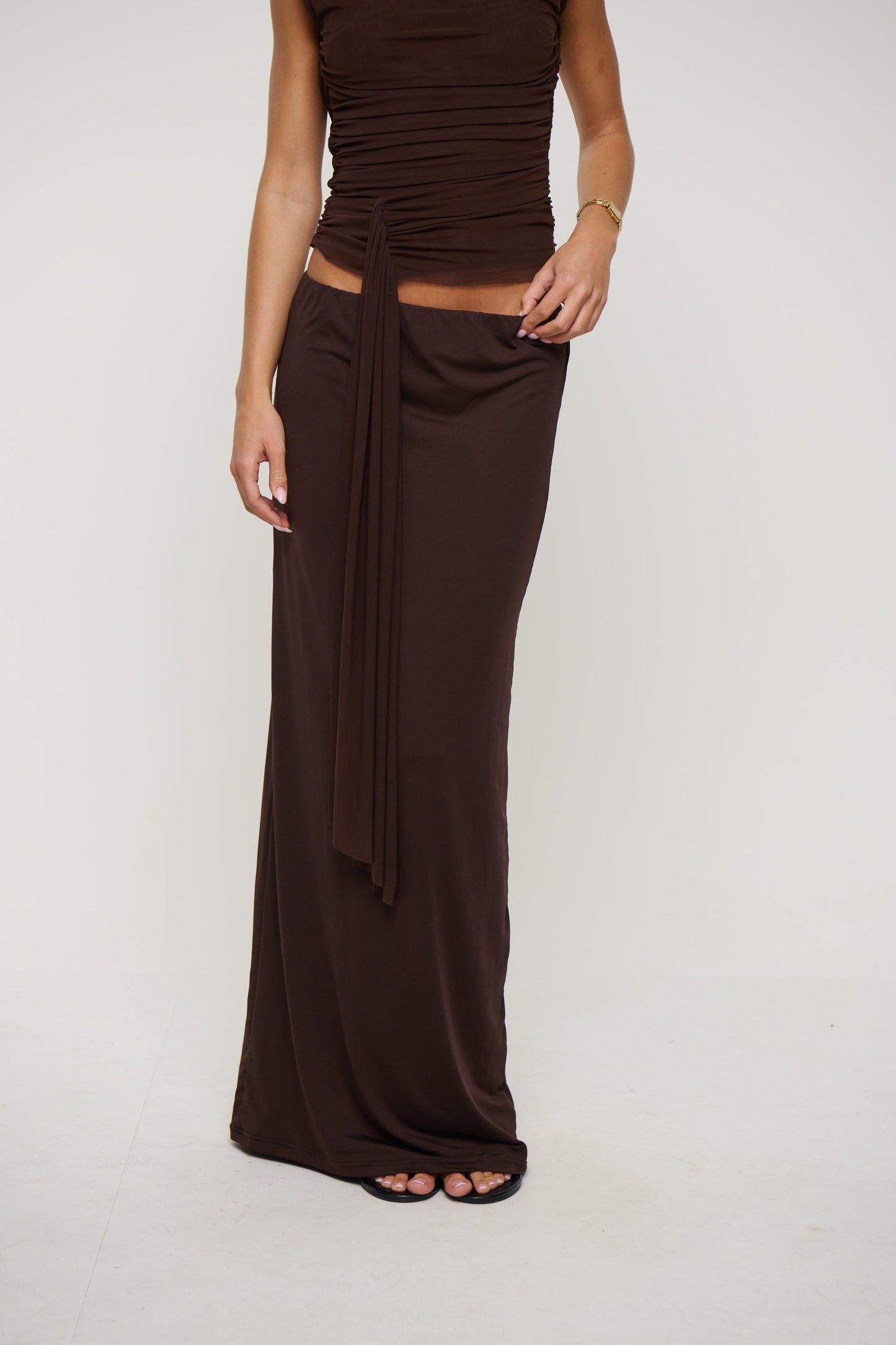 Esma Low Waist Maxi Skirt Chocolate