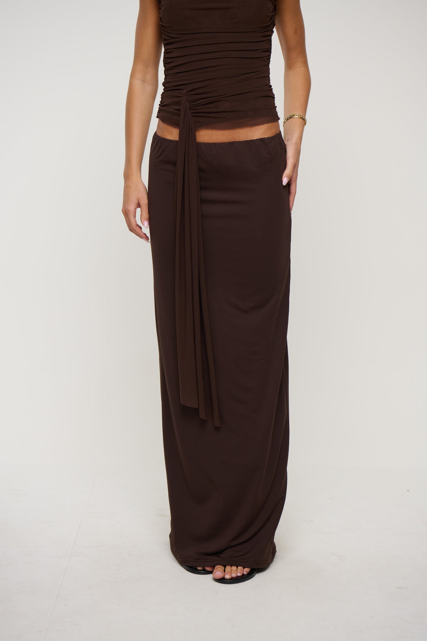 Esma Low Waist Maxi Skirt Chocolate