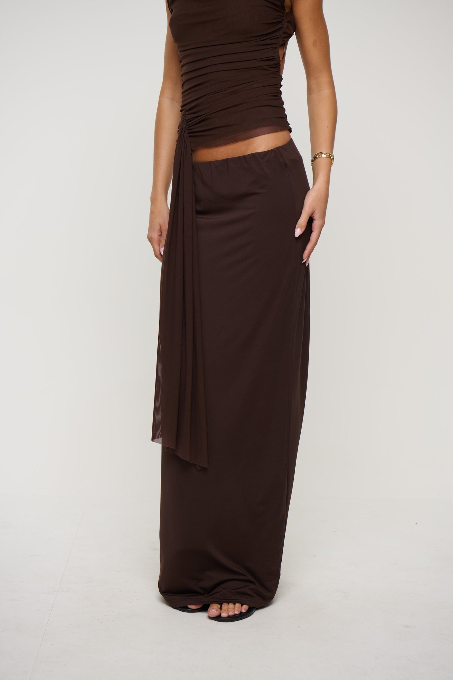 Esma Low Waist Maxi Skirt Chocolate