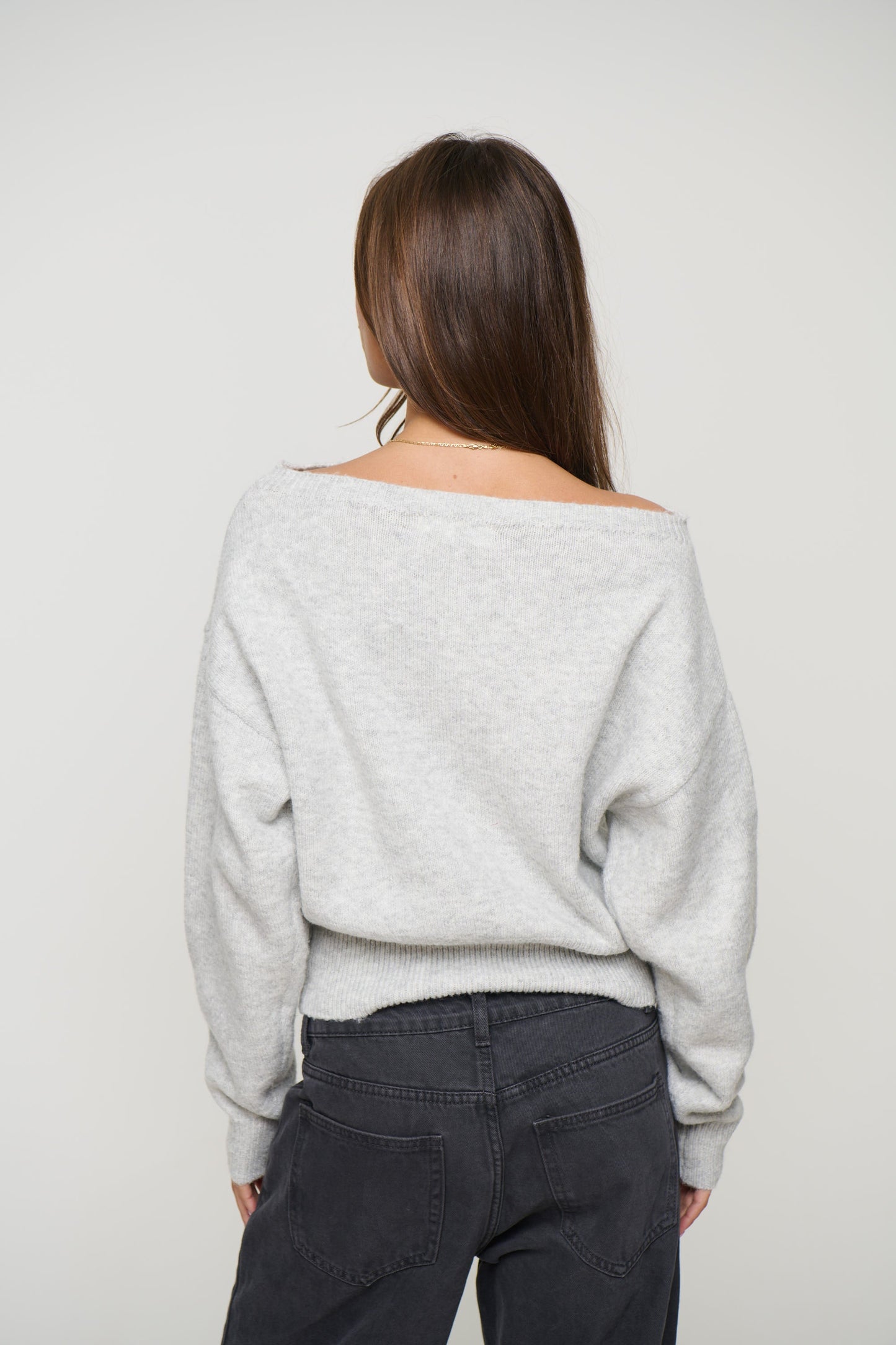 Lois Off The Shoulder Sweater Grey
