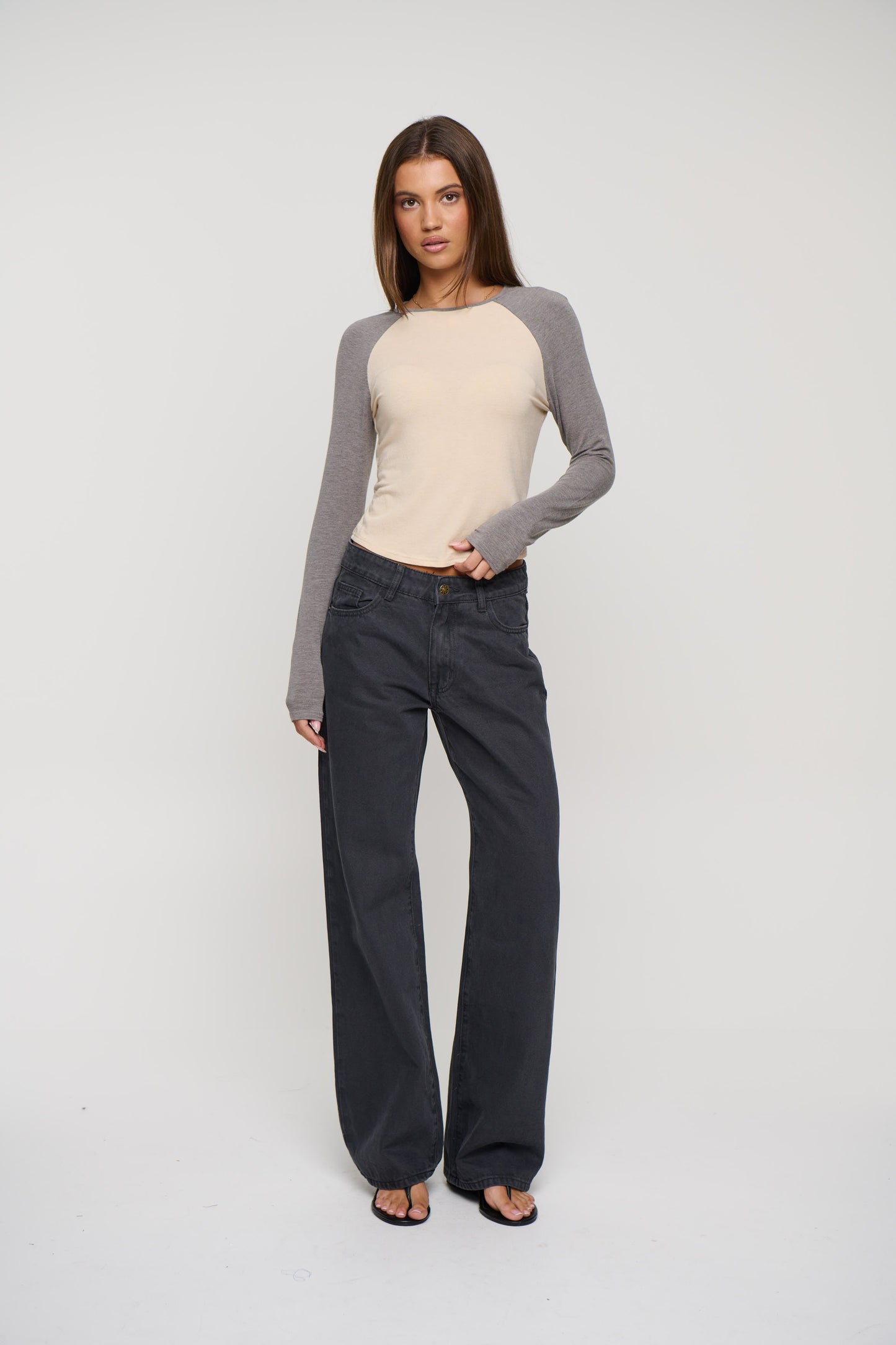 Aluna Long Sleeve Grey/Beige