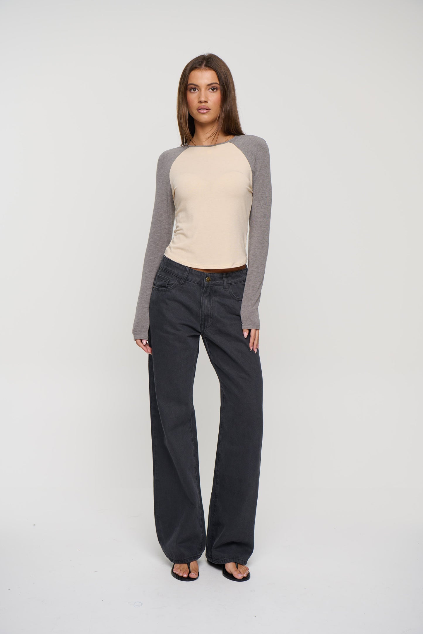 Aluna Long Sleeve Grey/Beige