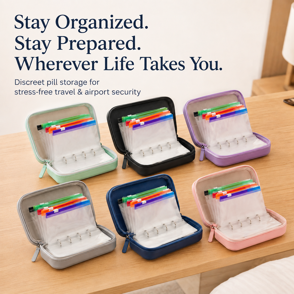 Waterproof Portable Travel Pill & Vitamin Storage Binder