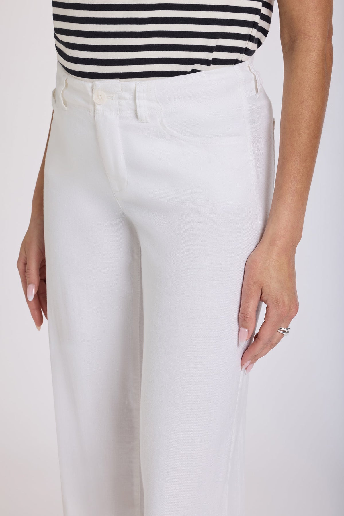 5 Pocket Wide Leg Trouser Pants - Optic White