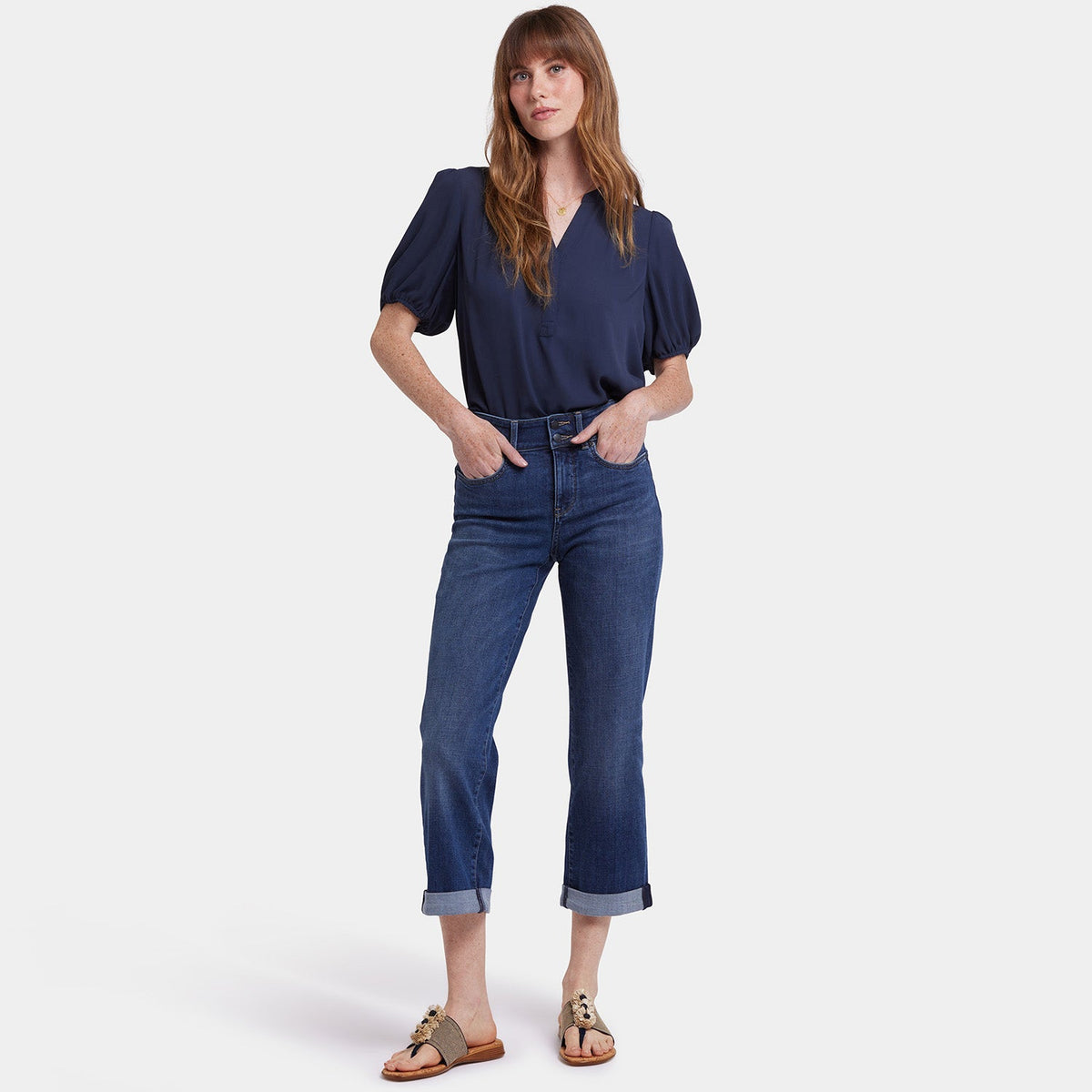 Bailey Relaxed Straight Crop Jeans - Asturia Shore
