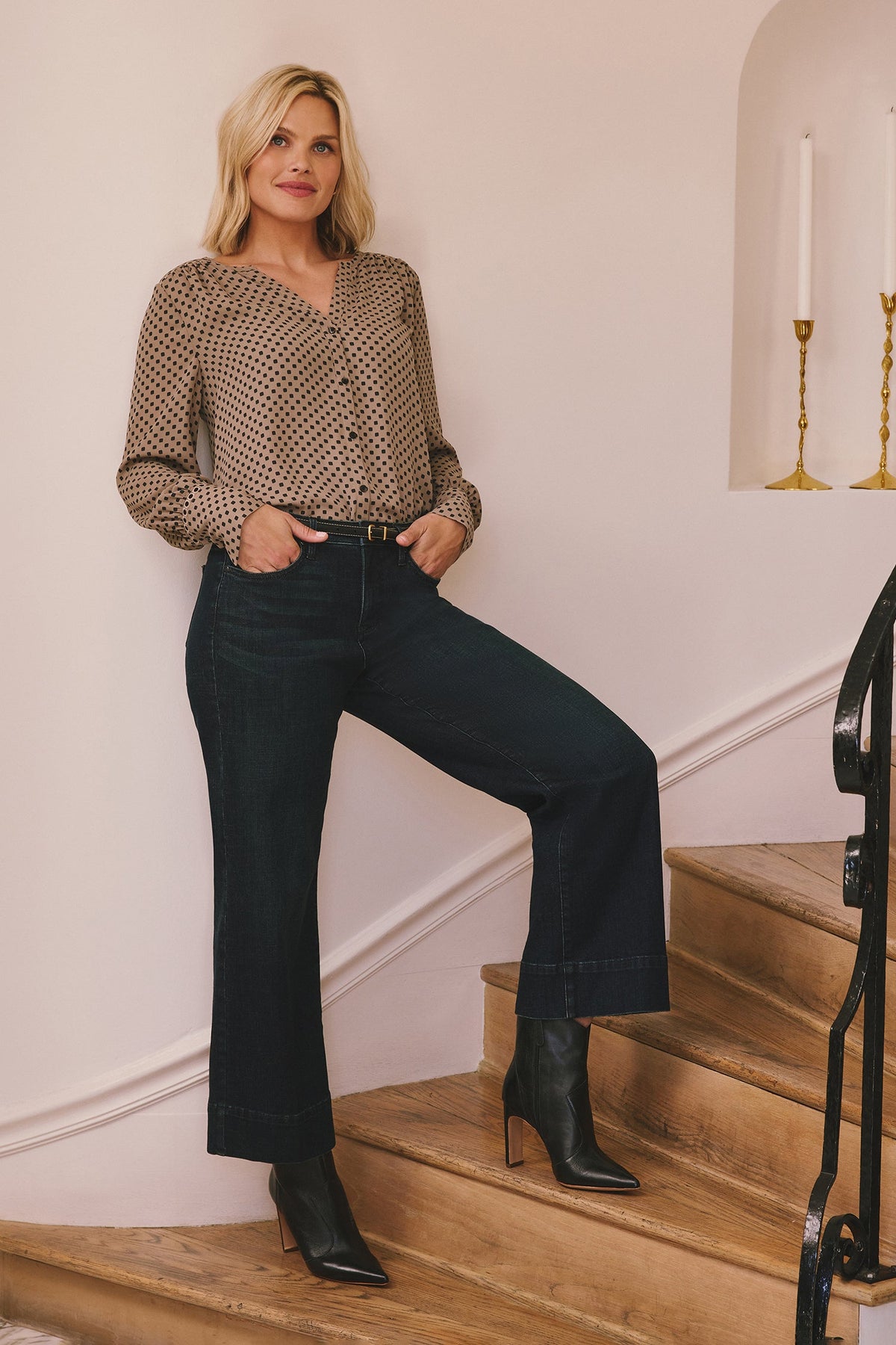 Teresa Wide Leg Ankle Jeans - Obsidian Blue