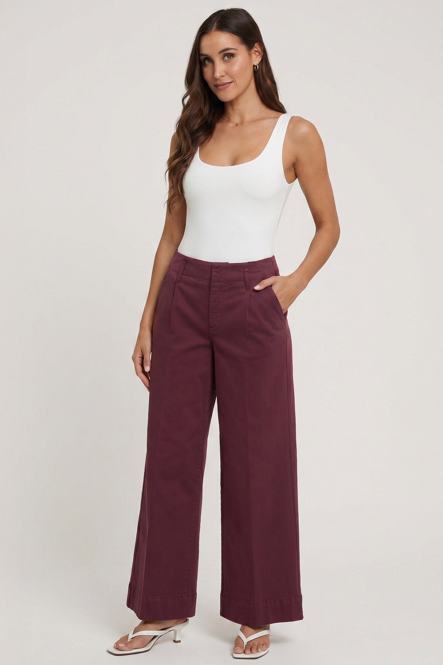 Mona Wide Leg Trouser Jeans - Sienna Red