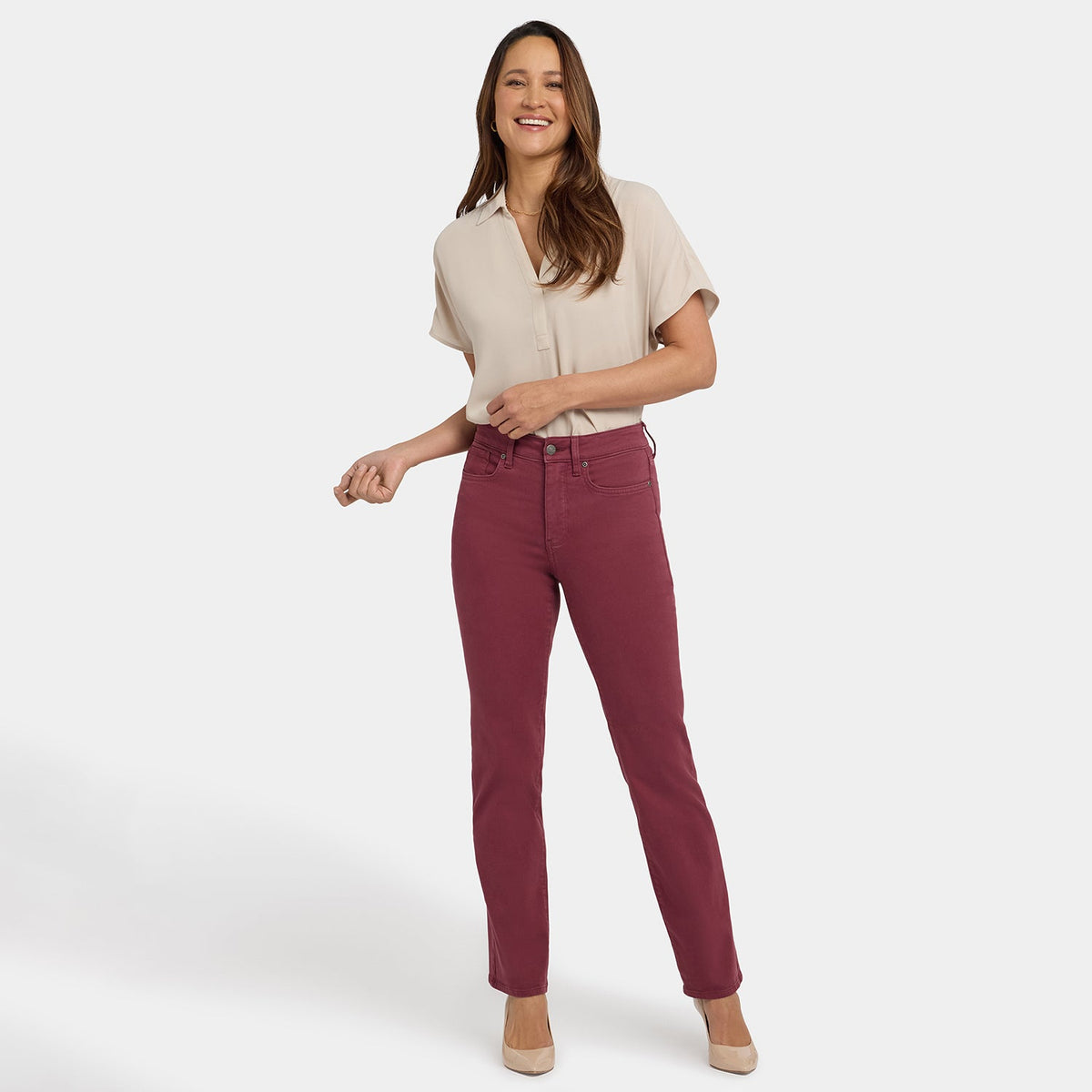 Marilyn Straight Jeans - True Burgundy