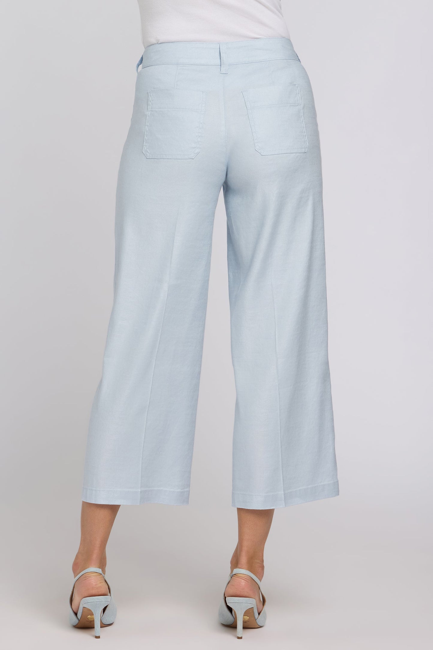 Wide Leg Cargo Capri Pants In Petite - Blue Clover