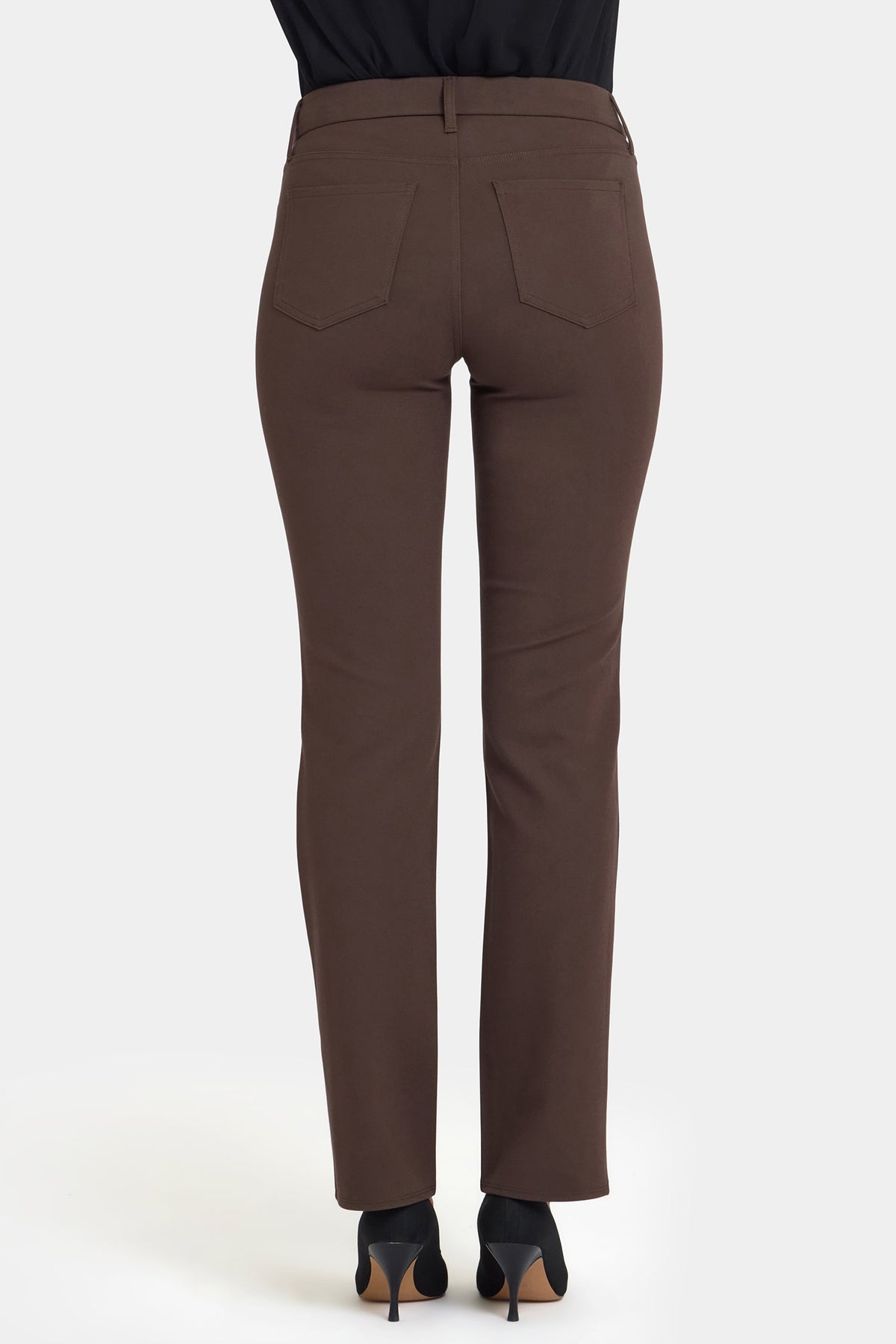 Vegan Stretch Leather Marilyn Straight Pants In Petite - Coffee Bean