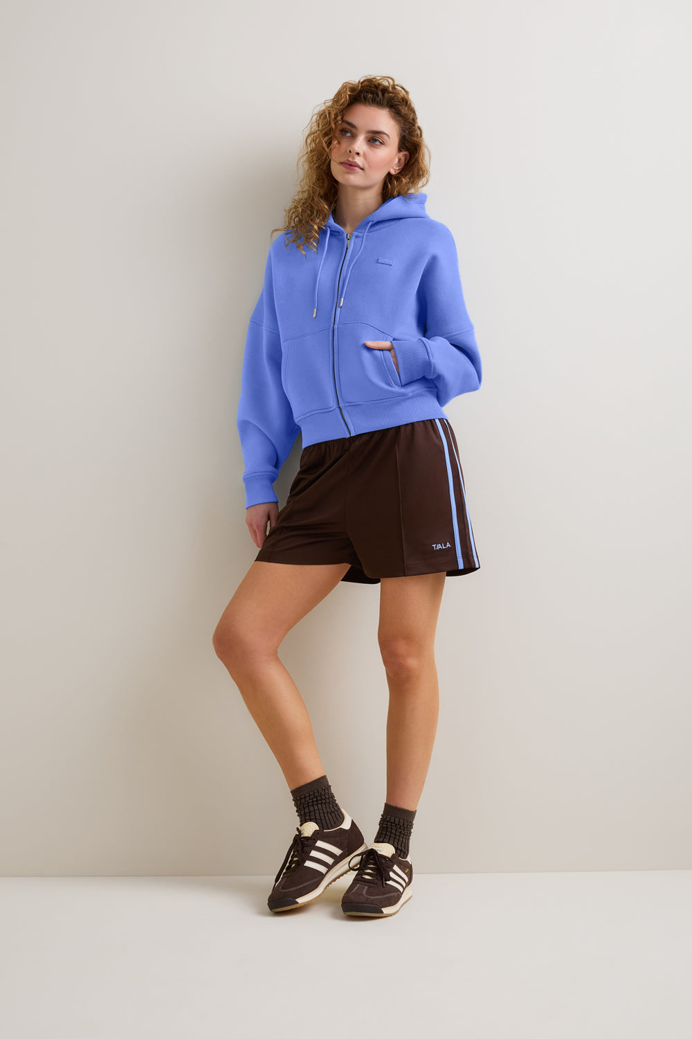 Oversized Cocoon Zip Through Hoodie - Iris Blue