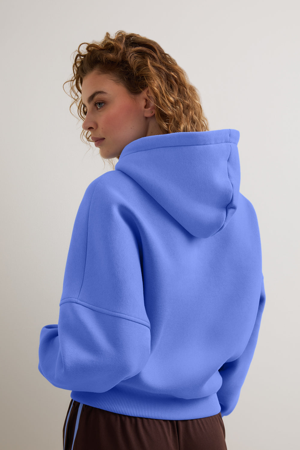 Oversized Cocoon Zip Through Hoodie - Iris Blue