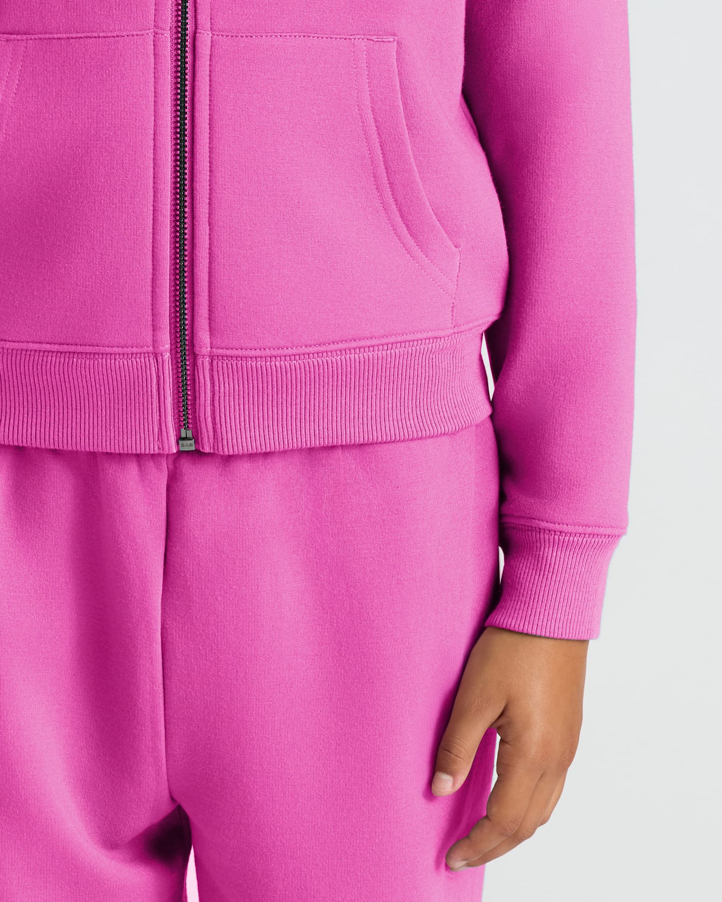 Girls Black & Electric Fuchsia Cropped Zip Hoodie 2-Pack