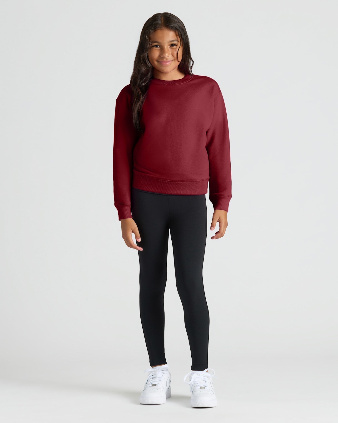 Girls Black & Dark Maroon Slouch Pullover Crew 2-Pack