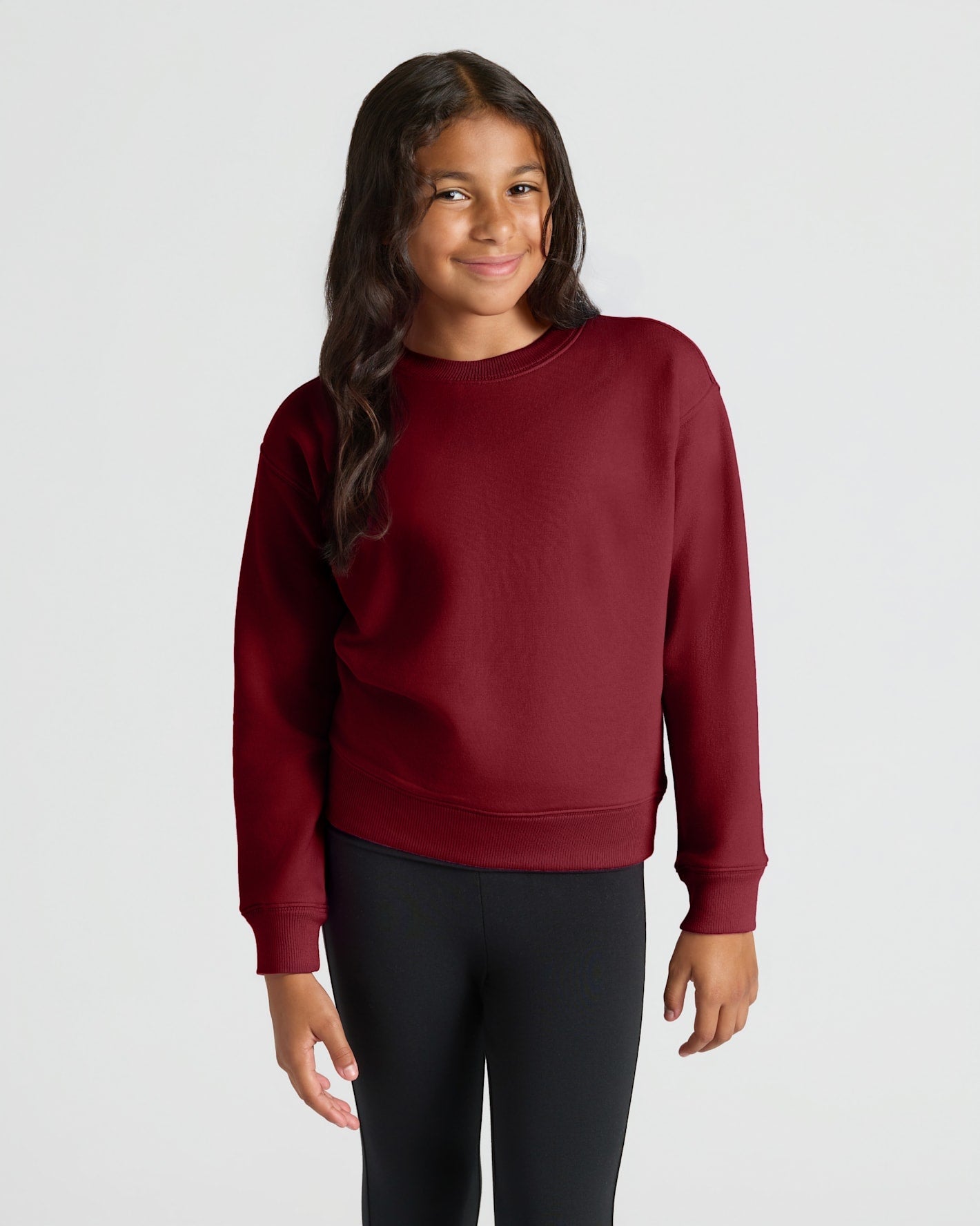 Girls Black & Dark Maroon Slouch Pullover Crew 2-Pack