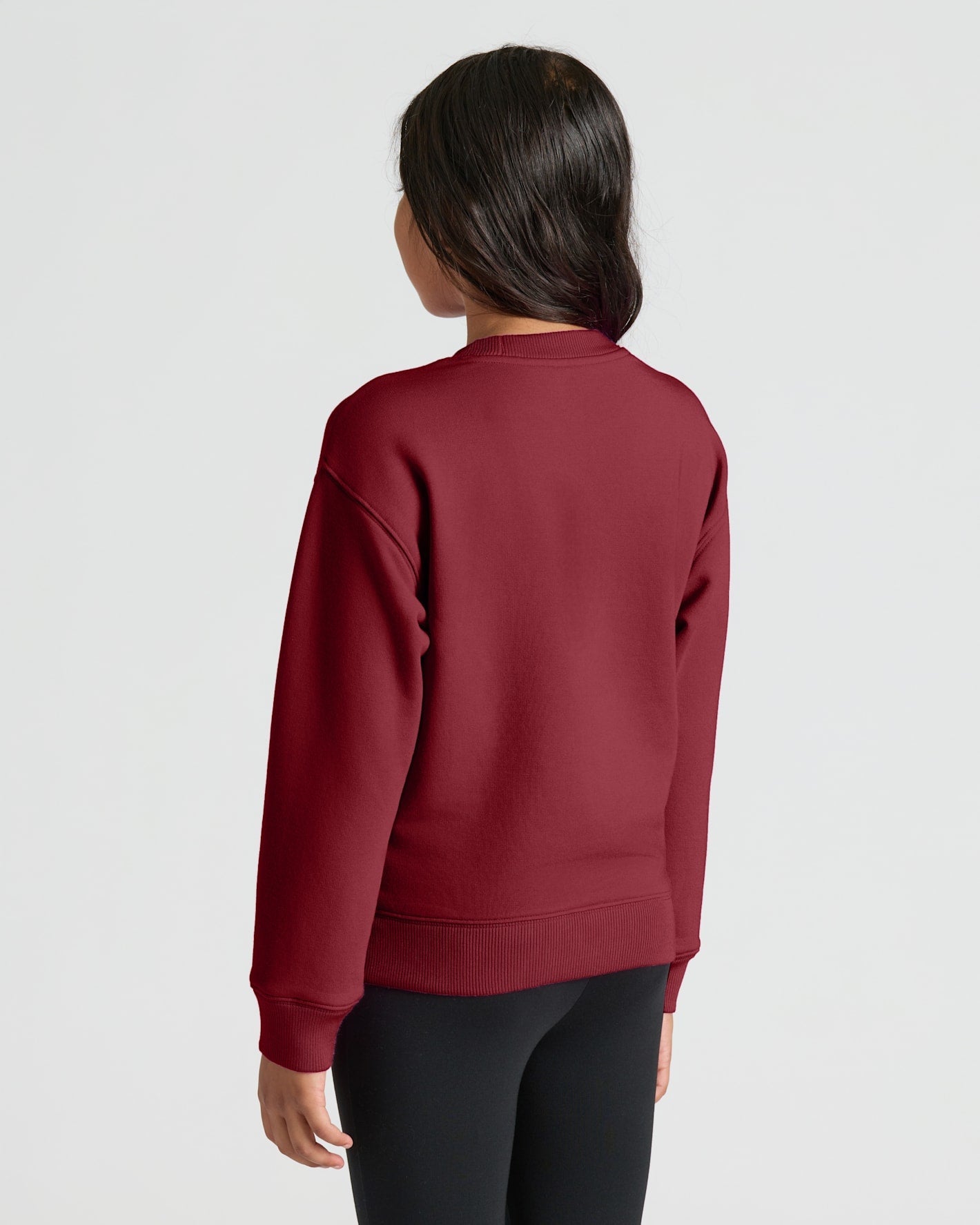 Girls Black & Dark Maroon Slouch Pullover Crew 2-Pack