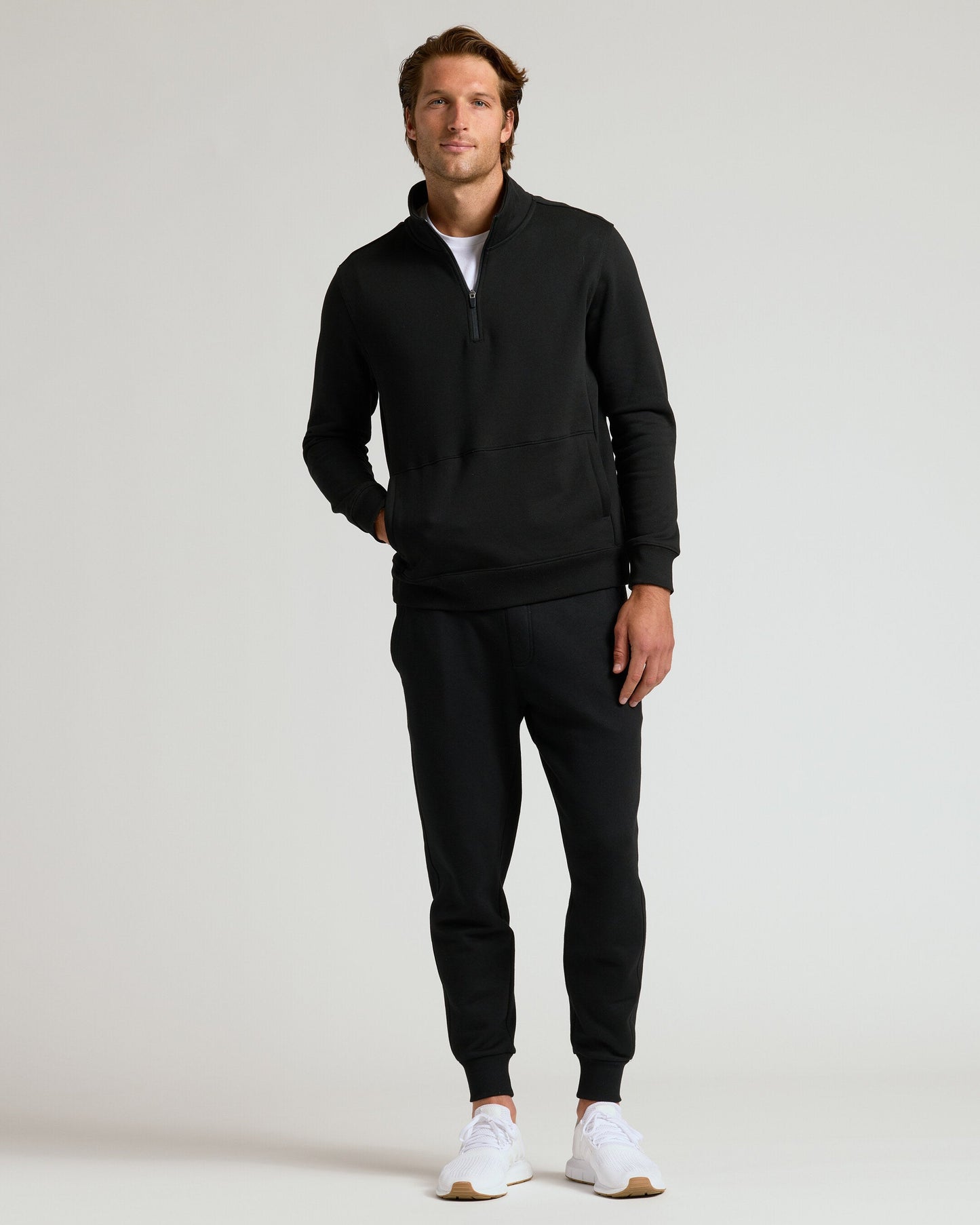 Black Quarter Zip Fleece Sweatshirt