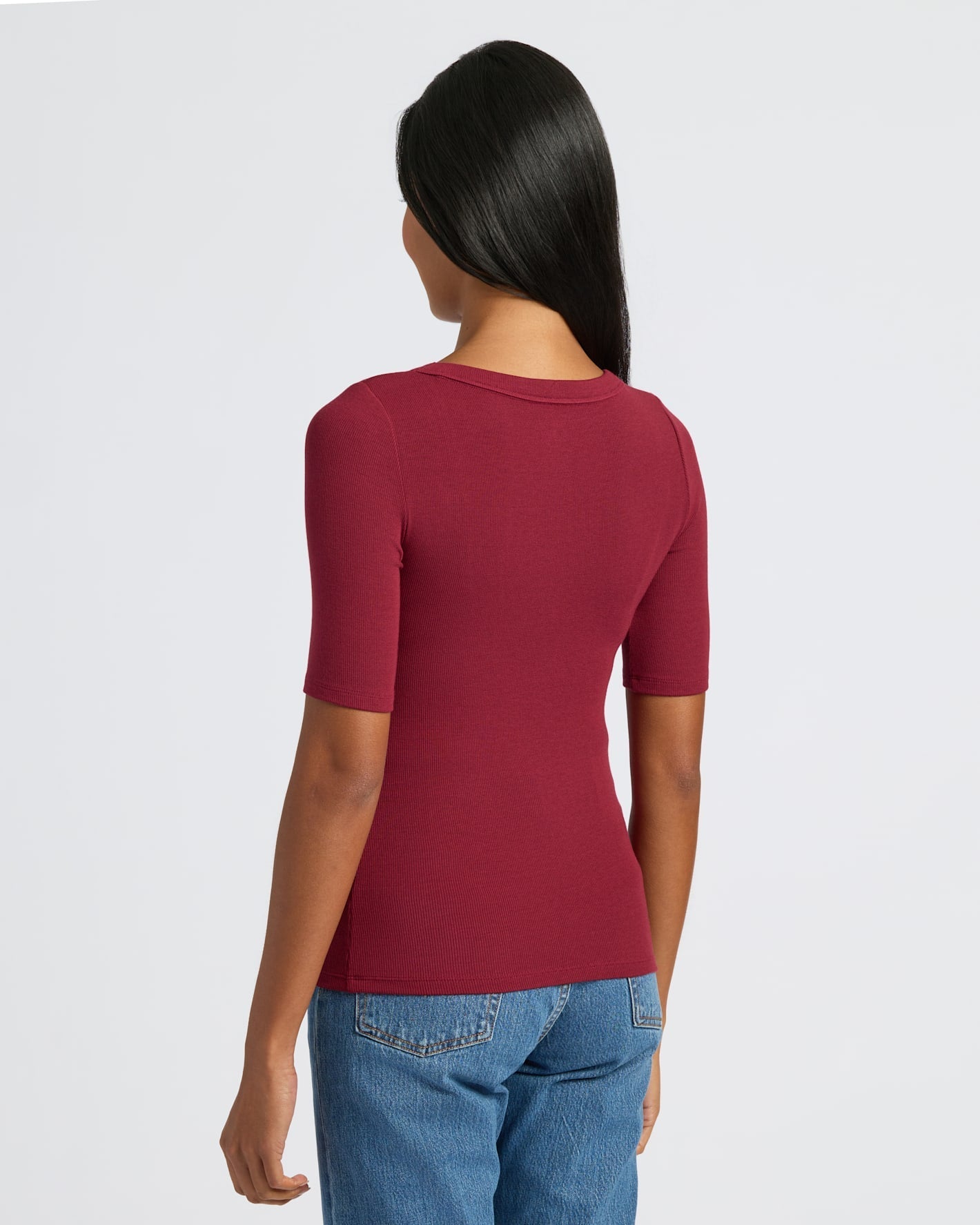 Womens Ribbed 3/4 Sleeve Scoop Neck Tee 3-Pack