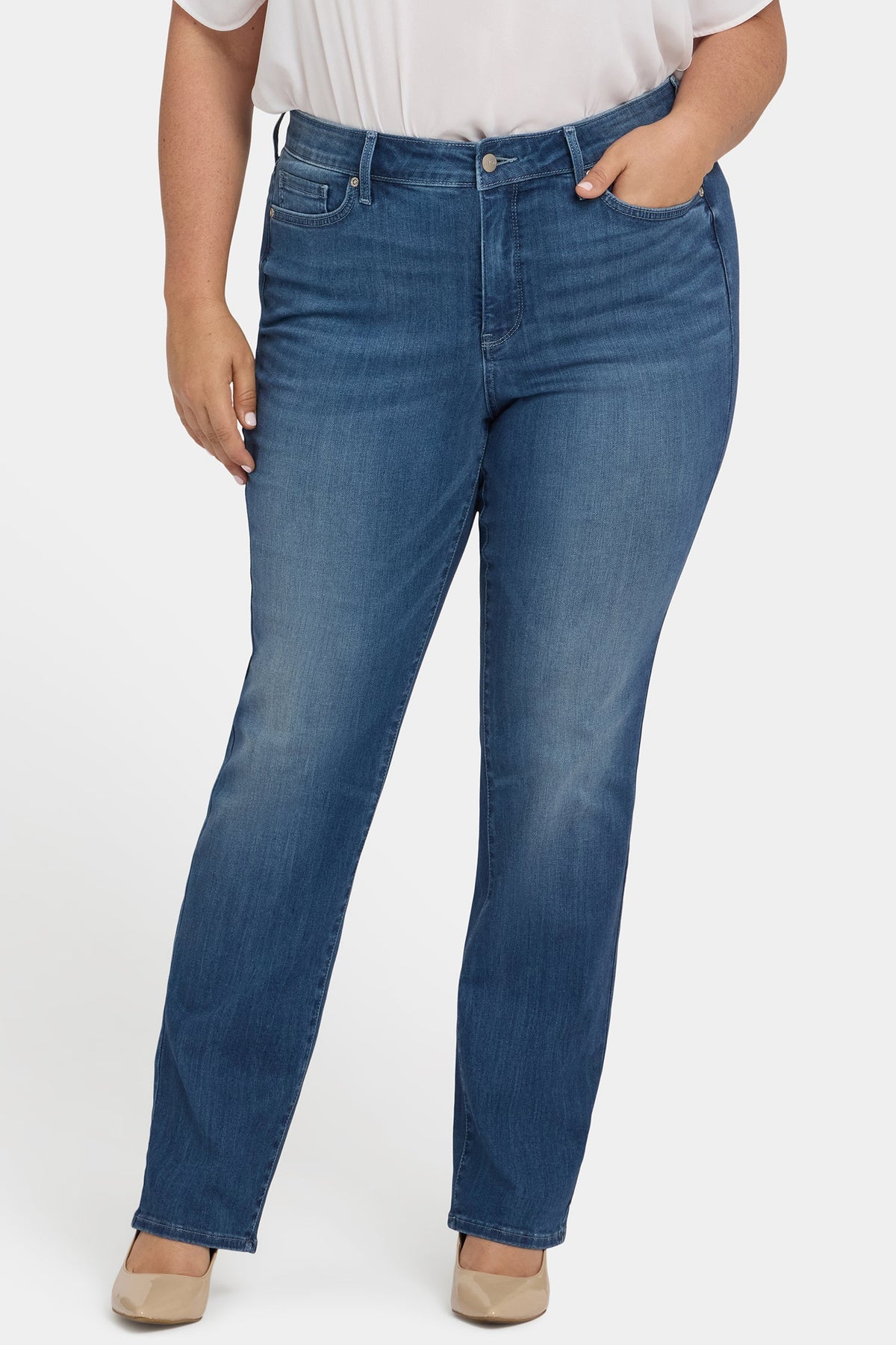 Marilyn Straight Jeans In Plus Size - Cool Marine