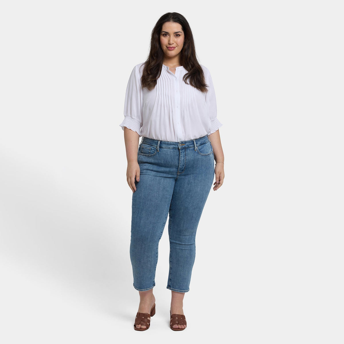 Marilyn Straight Ankle Jeans In Plus Size - Minorca Isle