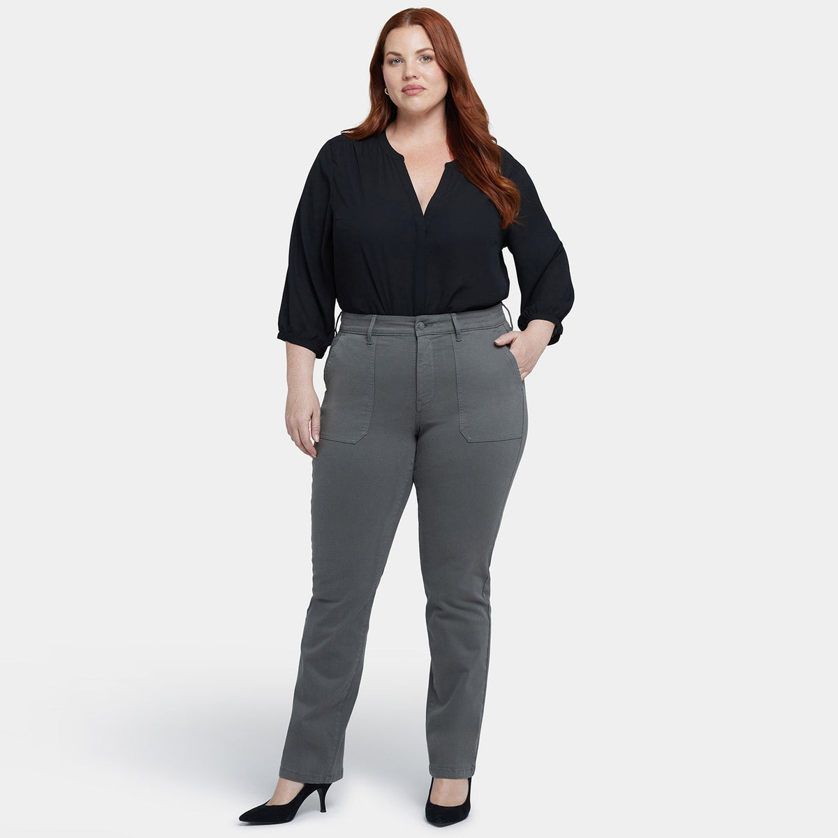Marilyn Straight Jeans In Plus Size - Vine Leaf