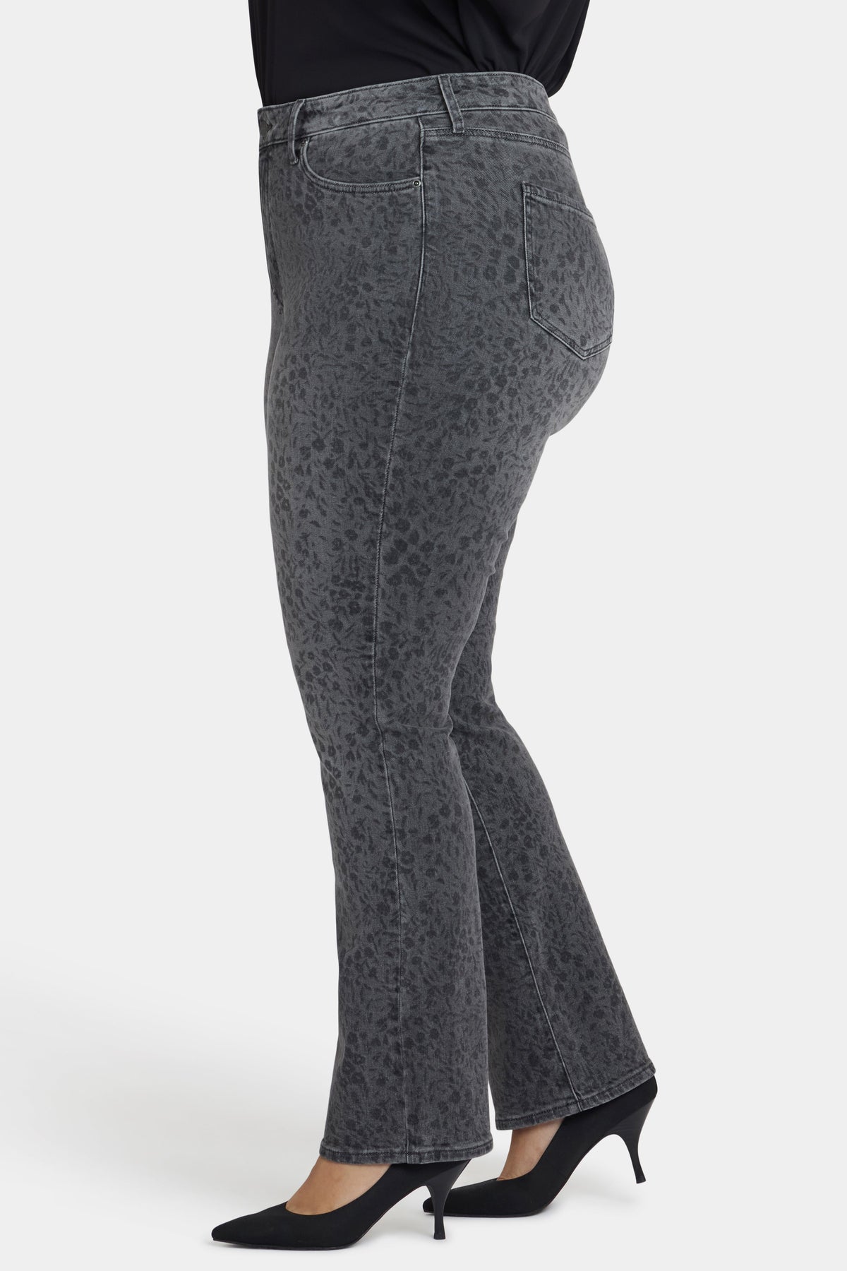 Marilyn Straight Jeans In Plus Size - Grey Daniela Ditsy