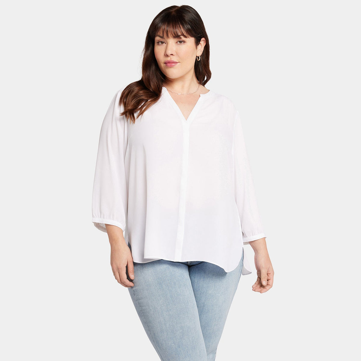 Pintuck Blouse In Plus Size - Optic White