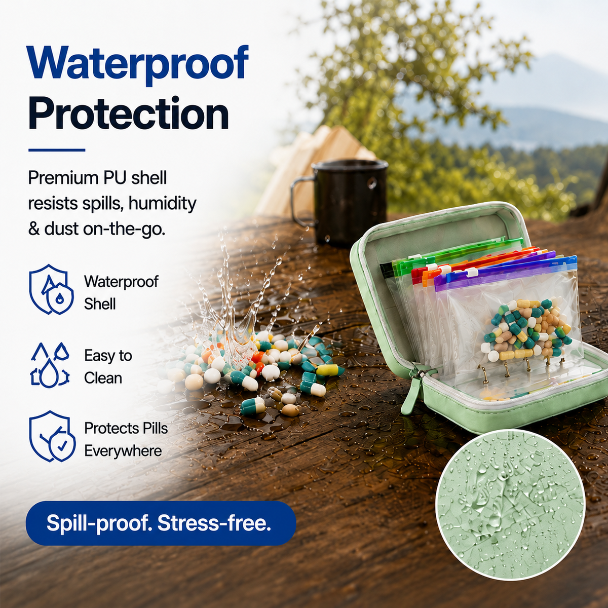 Waterproof Portable Travel Pill & Vitamin Storage Binder