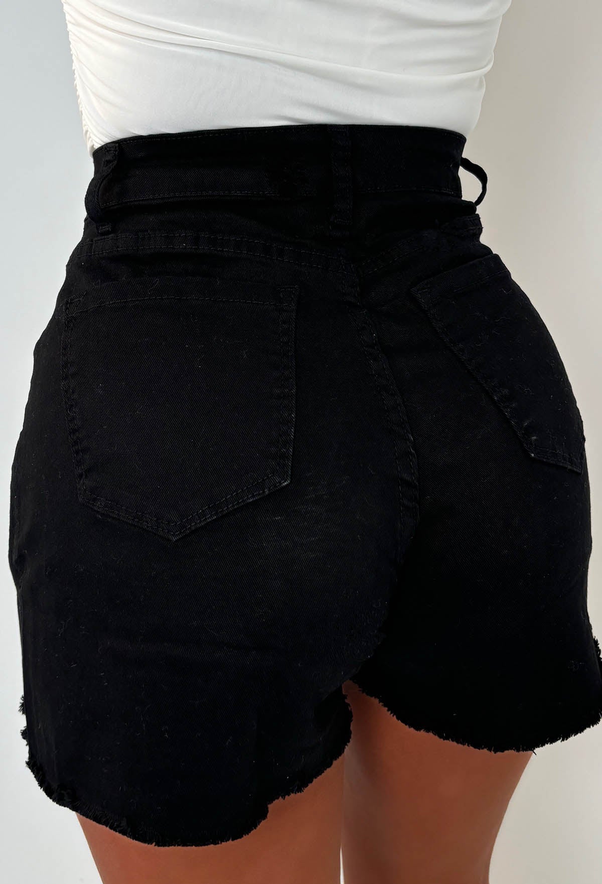 I'm That Girl Black Denim Button Front Stretch Skort